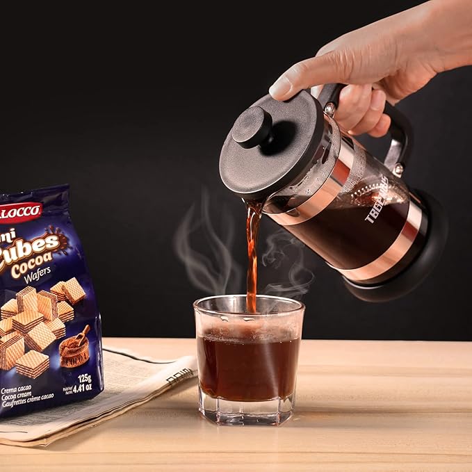 French Press Coffee Maker 21 oz, Cold Brew Heat Resistant Thickened Borosilicate Coffee Pot, Coffee Presses 600 ml, Tea and Frothed Milk Press (Blackç«?1Ounce)