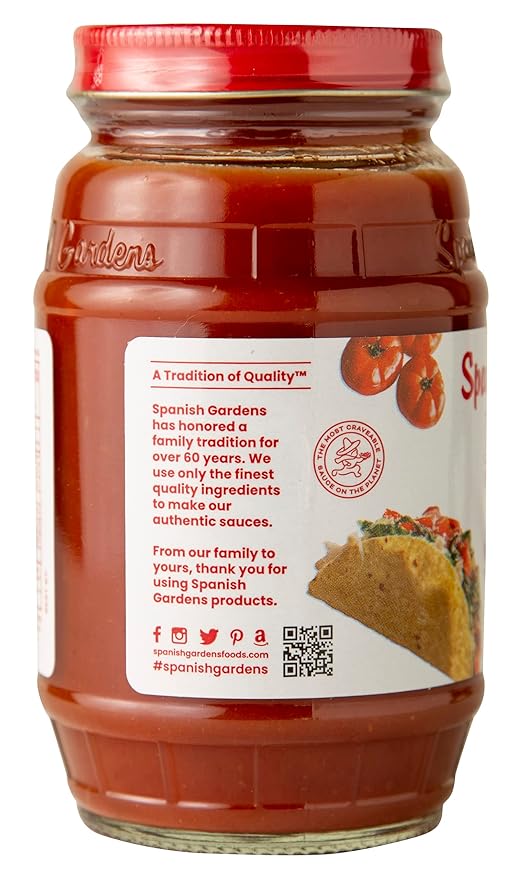 Spanish Gardens Taco Sauce (6 Pack) ??Hot Taco Sauce for Authentic Mexican Food ??Original Family Recipe, Spicy Sauce for Tex Mex Food (11.5 oz)