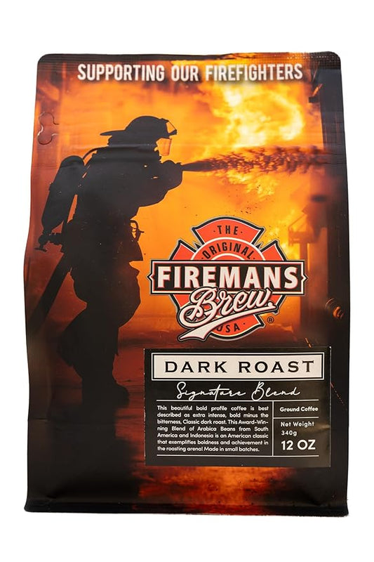 Firemans Brew Dark Roast Coffee ??Bold & Robust Ground Coffee ??100% Arabica Beans, Rich, Full-Bodied Flavor ??Freshly Roasted Gourmet Coffee ??Low Acid, Small Batch Coffee ??Supports Firefighter Causes