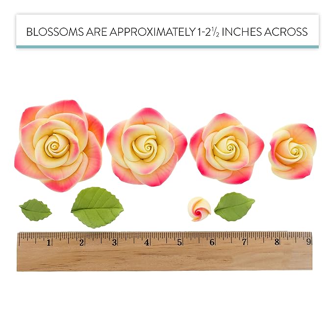 Global Sugar Art Exquisite Rose & Leaf Edible Sugar Cake Flowers Kit, Yellow with Rose by Chef Alan Tetreault
