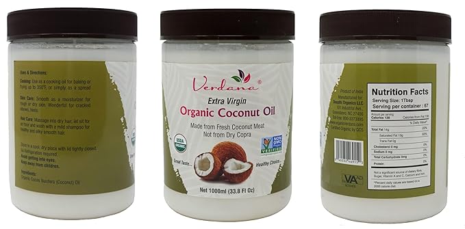 Organic Verdana Extra Virgin Coconut Oil ??USDA Organic, Unrefined Cold Pressed Oil for Baking and Cooking ??32 Oz