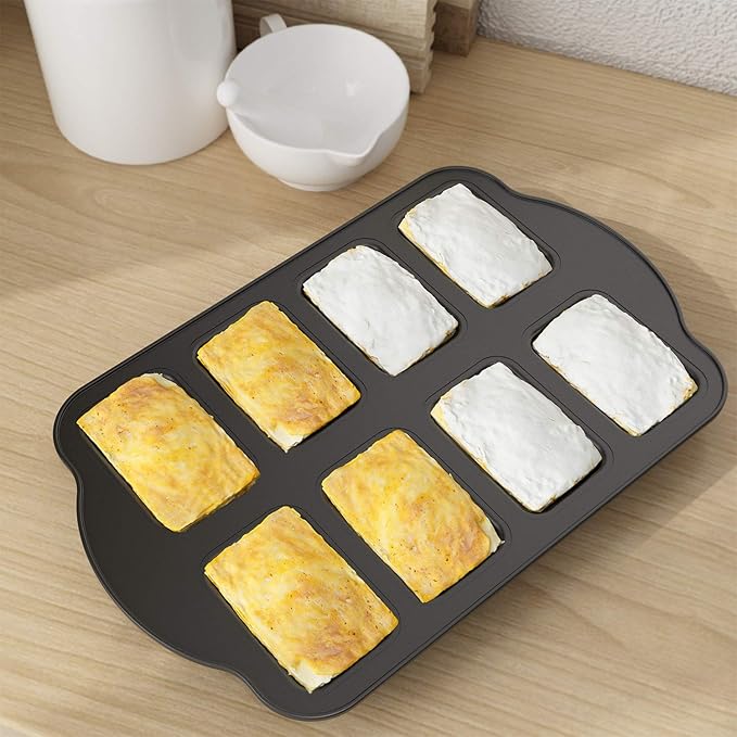 Tiawudi 2 Pack Non-Stick Mini Loaf Pan, Carbon Steel Baking Bread Pan, 8-Cavity