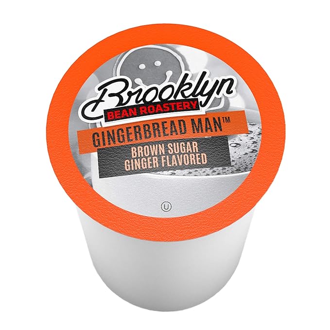 Brooklyn Beans Gingerbread Man Coffee Pods - Compatible with Keurig K Cup Brewers Including 2.0 Machines, 40 Count, Festive Gingerbread Flavored Coffee