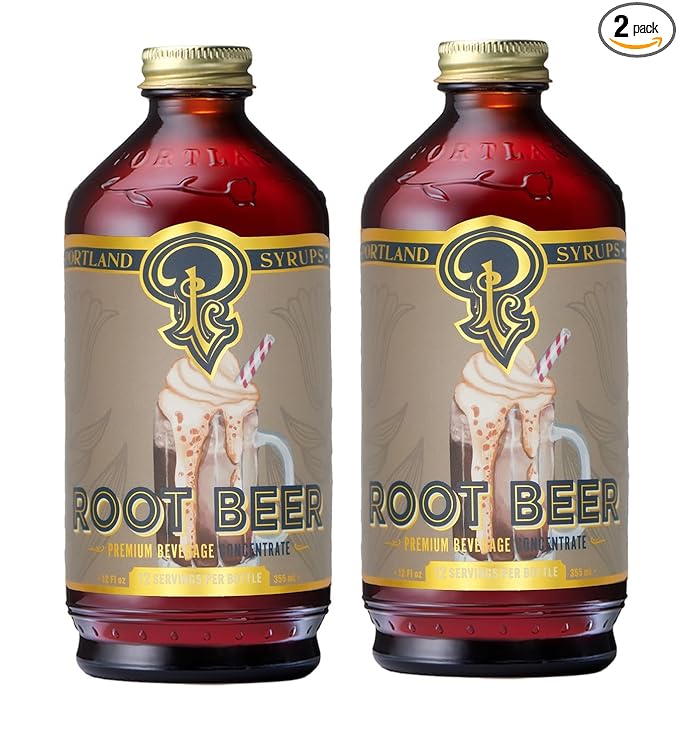Portland Syrups Genuine Root Beer Syrup - Premium Beverage Concentrate for Authentic Cocktails, Soda, Ice Cream, Coffee Drinks, and More - 12 oz with 24 Servings (Pack of 2)