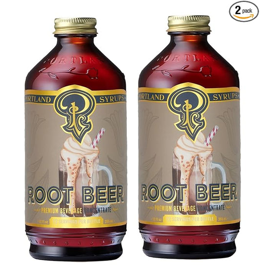 Portland Syrups Genuine Root Beer Syrup - Premium Beverage Concentrate for Authentic Cocktails, Soda, Ice Cream, Coffee Drinks, and More - 12 oz with 24 Servings (Pack of 2)
