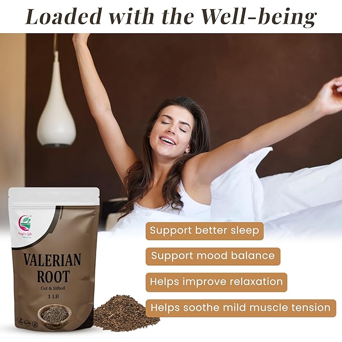 Valerian Root 1 LB, Cut & Sifted, 100% Natural & Pure, Ideal for Tea, Herbal Blends & Wellness Uses, Resealable Bag for Freshness - By Yogi?™s Gift®