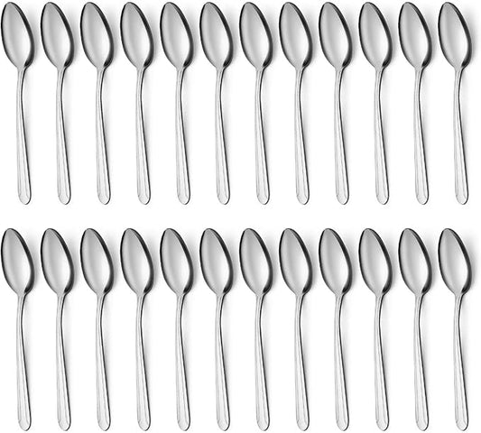 BEWOS 24 Pieces Tea Spoons Set, 6.2 Inches Stainless Steel Teaspoons Silverware, Coffee Spoons, Small Mirror Polished, Dishwasher Safe, Silver For Home, Restaurant