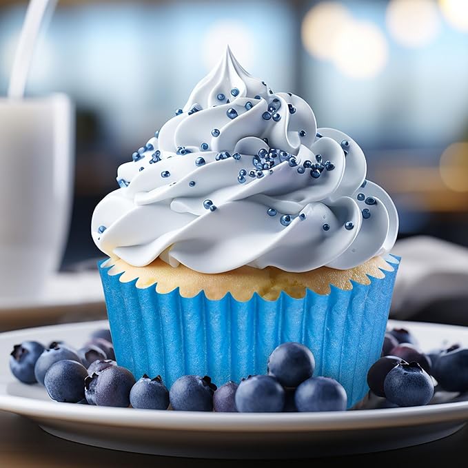 Whaline 600Pcs Blue Cupcake Liners Gradient Blue Baking Cups Holders Cupcake Wrappers Muffin Liners for Celebration Gathering Birthday Party Supplies Decor
