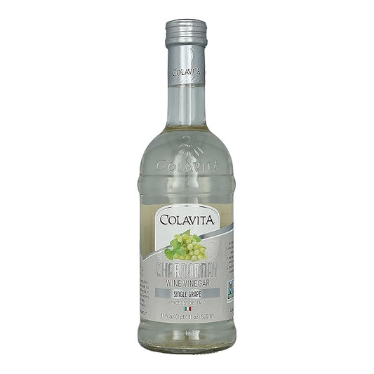 Colavita Wine Vinegar - Chardonnay Wine Vinegar, Premium Quality, Naturally Aged in Wooden Barrels, 17 Fl Oz Bottle