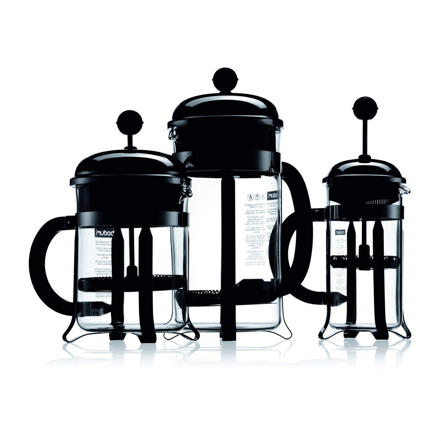 Bodum 12oz Chambord French Press Coffee Maker, High-Heat Borosilicate Glass, Polished Stainless