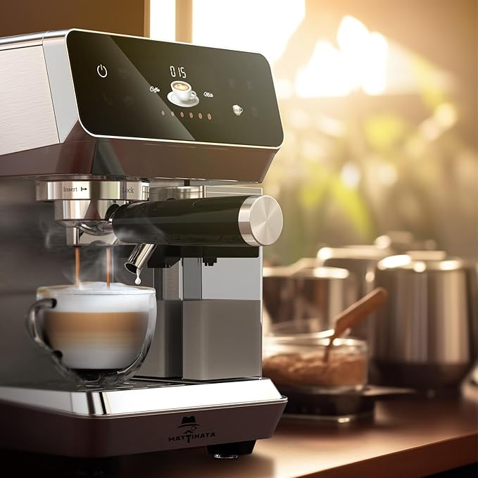 Cappuccino Machine Dual Boiler, Espresso Machines Dual Boiler 20Bar with Touchscreen, Automatic Milk Frother Compact Cappuccino Expresso Maker For For Home, Office