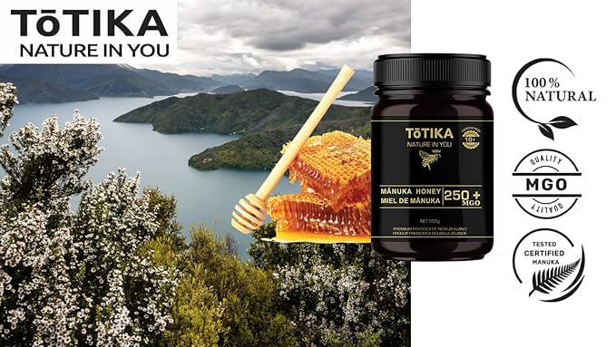 Tōtika Nature Mānuka Honey, 100% Pure Raw New Zealand Honey for Enhanced Well-Being and Digestive Health Benefits MGO 250+