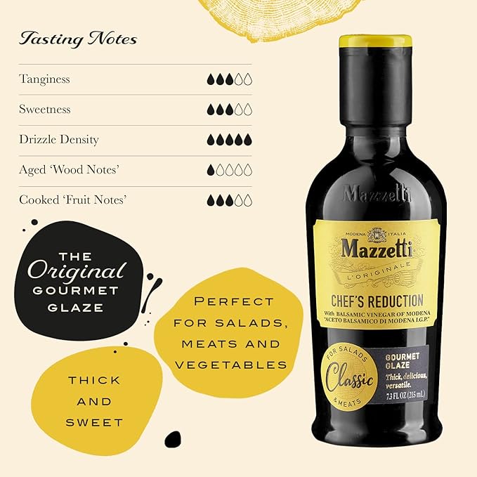Mazzetti Classic Balsamic Vinegar Glaze of Modena PGI | Thick & Rich | Perfect for Salads, Meats, Vegetables | 7.3 Ounce Bottle (Pack of 1)