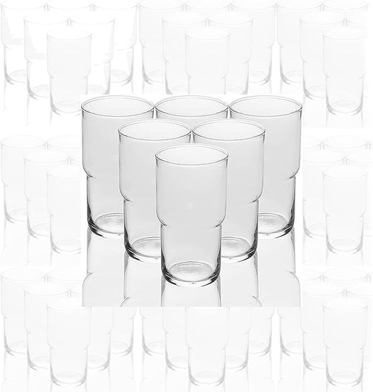 LEMONSODA Stackable Iced Coffee Glasses Set of 6, 48-15 and 21oz Drinking Glasses for Lattes, Tea, Coffee, and Water (21oz, Set of 48)