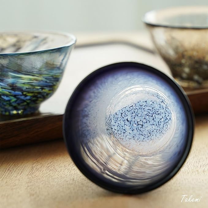 Japanese sake glass set Handcrafted Mini Glass Set Elegant Japanese Sake Cups Perfect for Any Occasion Made in Japan (Four Fish-Inspired Colors (4 pcs), Sake Glass (2.37-2.87 fl oz))