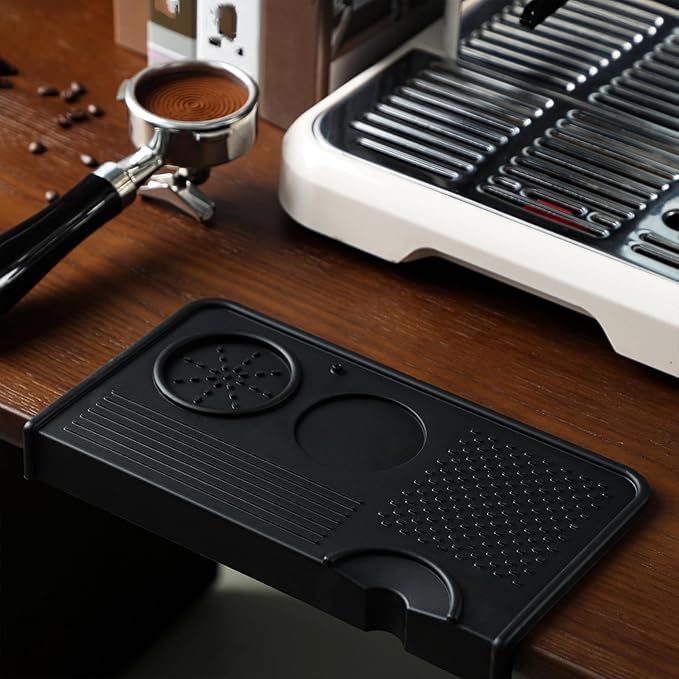 Espresso Tamping Mat ??Food Grade Silicone Coffee Tamper Pad with Portafilter Slots, Heat Resistant, Anti-Slip, Waterproof Tamping Station for Baristas