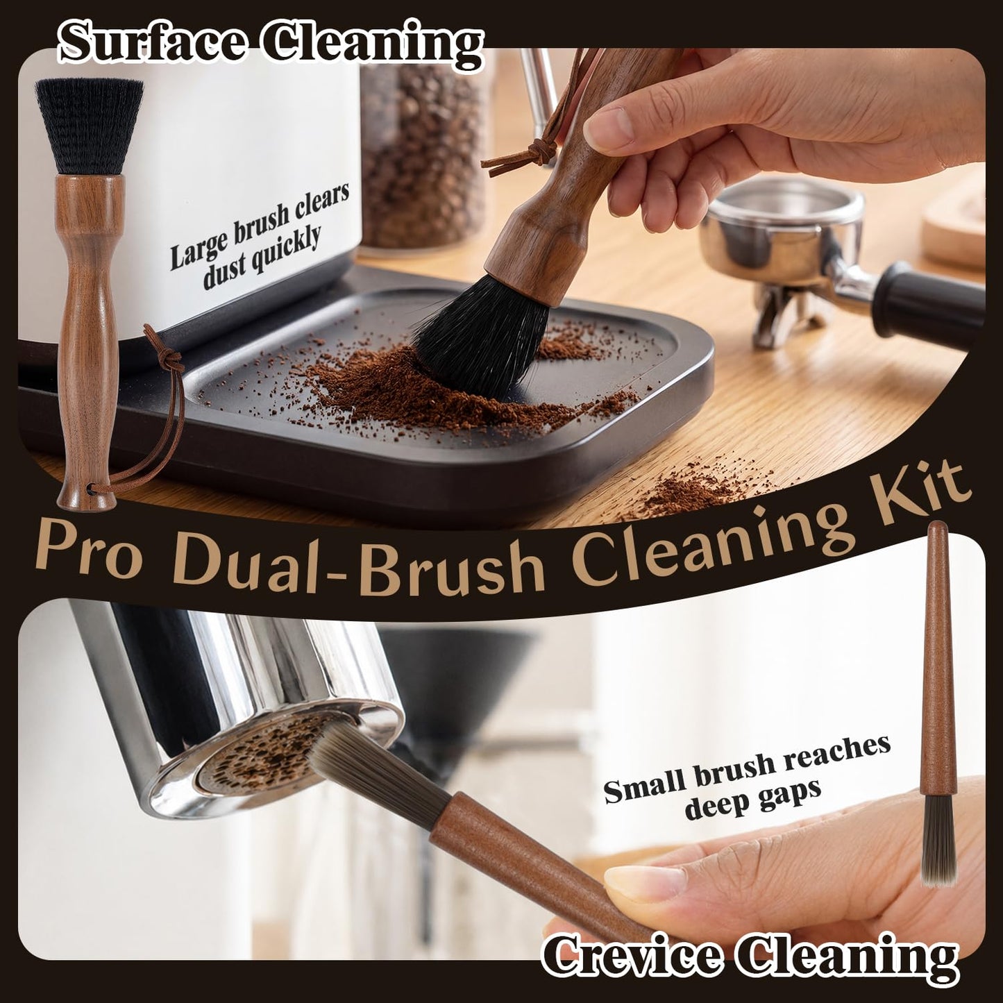 Belongtous 3Pcs Coffee Grinder Cleaning Brush Set, Essential Advanced Cleaning Kit with Large Soft