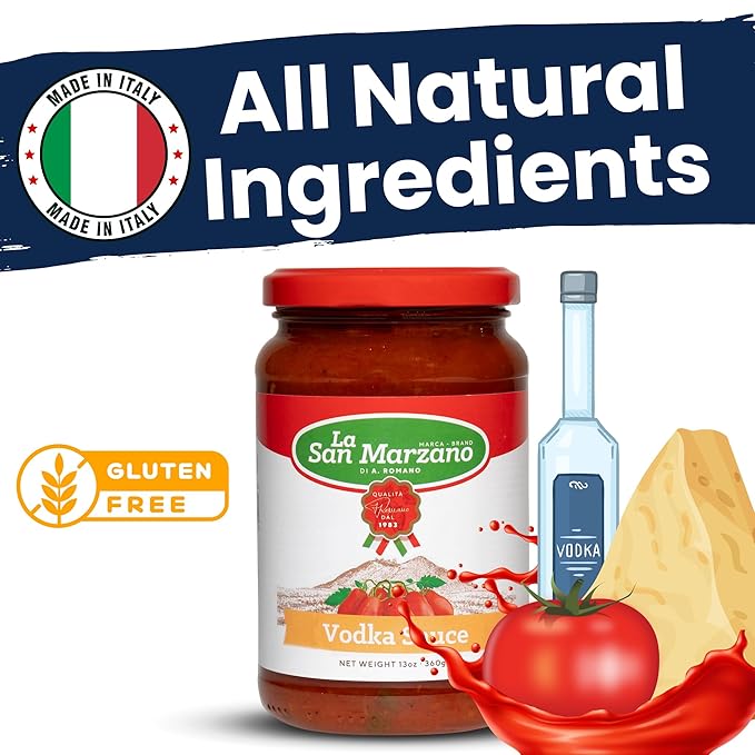 La San Marzano Vodka Sauce, 13 oz, Pasta Sauce Made in Italy, All Purpose Tomato Premium Quality, All Natural, Non GMO, Gluten Free