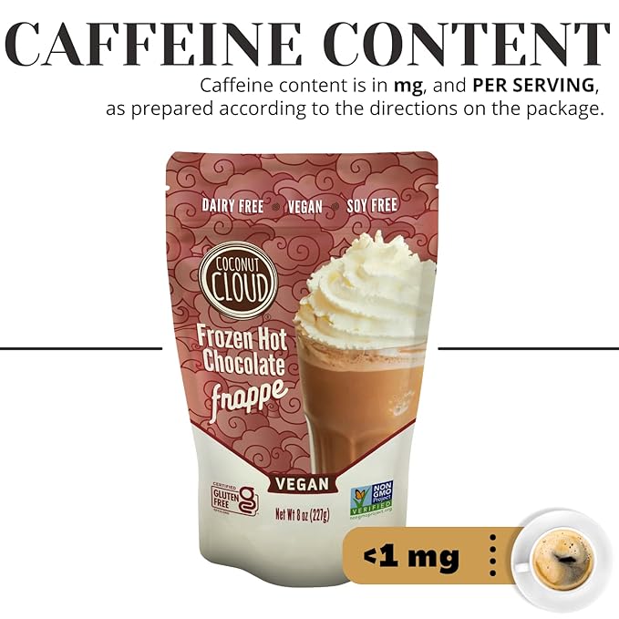 Coconut Cloud Frozen Hot Chocolate | Blended Instant Frappe Iced Cocoa | Add Nut Milk, Ice & Enjoy | Easy, Creamy, Delicious, Tasty Barista Quality. (Vegan, Dairy-Free, Plant Based, Certified Gluten-Free, Women Owned, US Made), 6 Servings