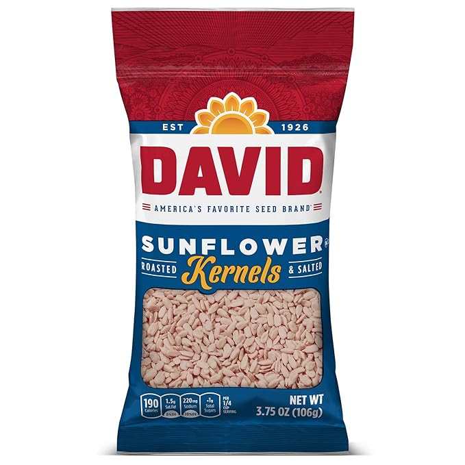 DAVID Roasted and Salted Sunflower Kernels, Original Flavor, 3.75oz.
