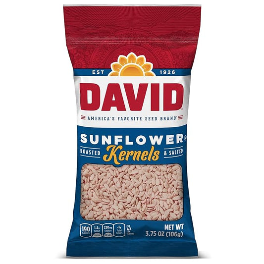 DAVID Roasted and Salted Sunflower Kernels, Original Flavor, 3.75oz.