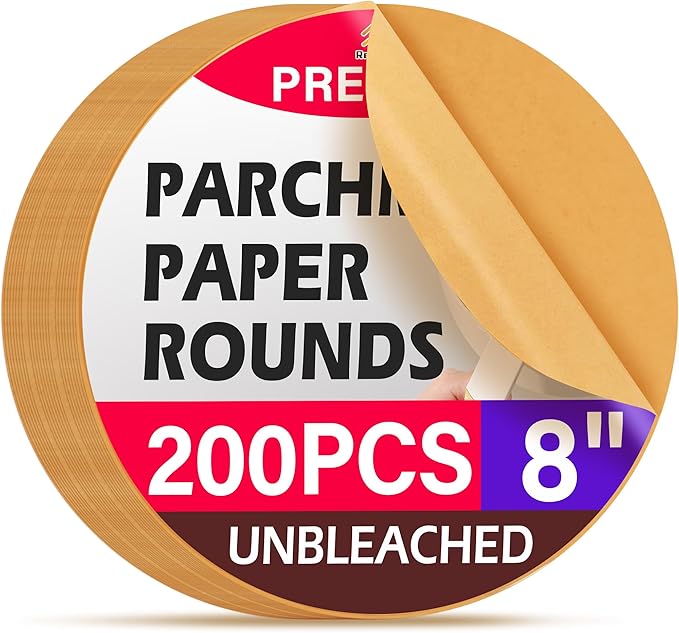 8 Inch Parchment Paper Rounds,200Pcs Non-Stick Unbleached Baking Parchment Rounds for Air Fryer,Round Cake Pan, Springform Pan, Tortilla Press and More