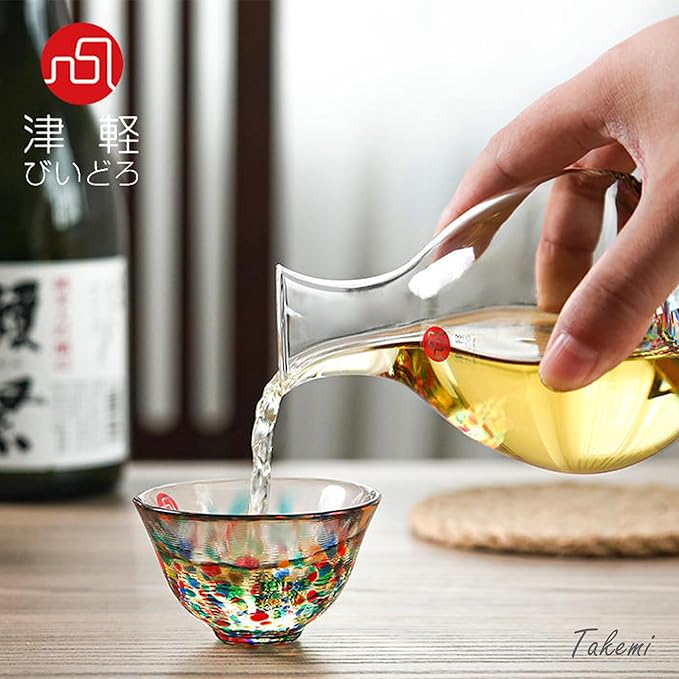 Japanese drinkware gift Handcrafted Mini Glass Set Elegant Japanese Sake Cups Perfect for Any Occasion Made in Japan (Five Elegant Hues (5 pcs), Sake Glass (1.69 fl oz))