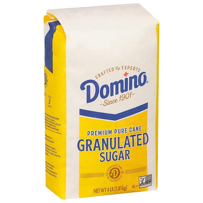 Domino® Granulated Sugar, 4 lb Bag of Premium Pure Cane Sugar (Pack of 2) with Bonus Brand Recipe Card