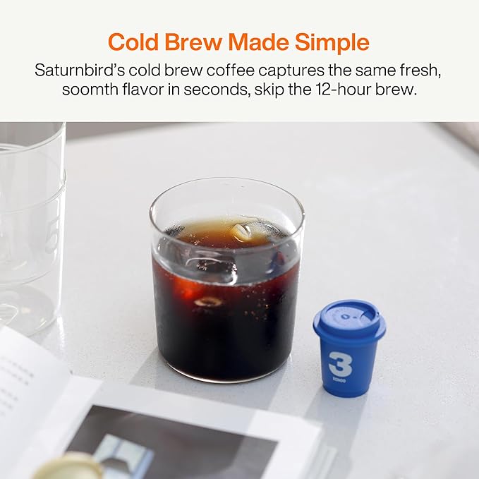 SATURNBIRD Specialty Instant Coffee, 6-Flavor Sample Pack, Instant Cold Brew Iced Coffee, Light/Medium/Dark Roast, 100% Arabica, Freeze Dried, 6 Single Serve Packets for Travel Gifts On-the-Go