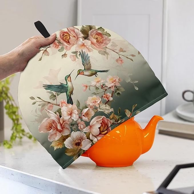 Hummingbird Flower Tea Cozy for Teapot Tea Insulated Cosy for Kitchen Accessory Tea Pot Cozy for Keeping Warm