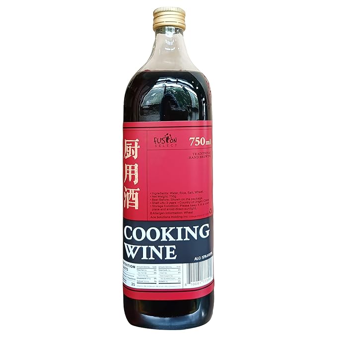 Fusion Select Authentic 750ML Chinese Cooking Wine - Traditional Hand-Brewed Shaoxing Rice Wine for Marinades, Deglazing, Stir Fries, Soups, Stews, Asian-Inspired Dishes - 25 Servings per Bottle