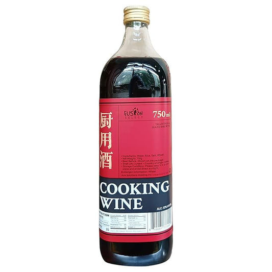 Fusion Select Authentic 750ML Chinese Cooking Wine - Traditional Hand-Brewed Shaoxing Rice Wine for Marinades, Deglazing, Stir Fries, Soups, Stews, Asian-Inspired Dishes - 25 Servings per Bottle