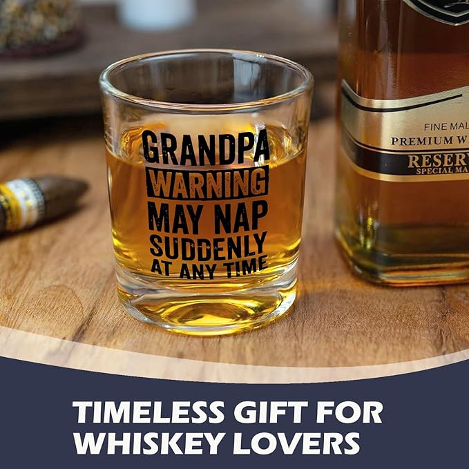 Grandpa Whiskey Glasses 10 oz, Grandpa Gifts for Birthday Christmas, Funny Grandfather Old Fashioned Rocks Glasses for Men Drinking Scotch Bourbon Cocktail Liquor Vodka