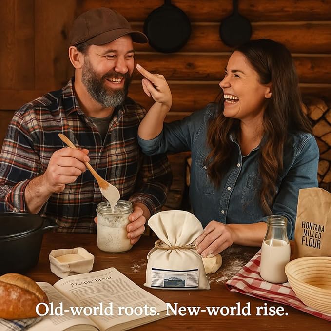 Bounty Foods Montana Sourdough Starter Set ??16 oz 3 Pack Artisan Bread Kit in Western-Style Burlap Bag ??Wild Yeast Culture for Real Rustic Sourdough ??Pioneer-Style Baking from the American West