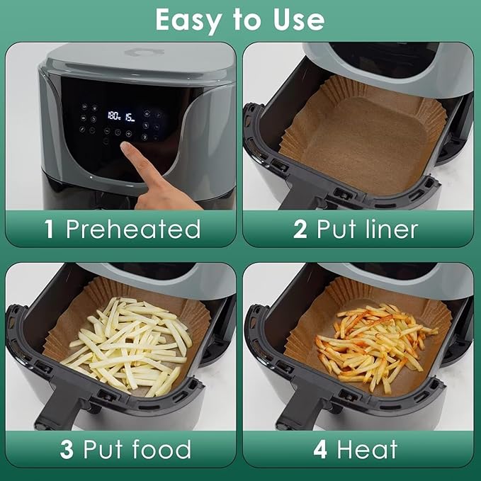 Air Fryer Liners,Disposable Airfryer Paper Liners,Non-Stick Oil-proof Water-proof for Easy Cleanup, Great for Oven, Pans & Baking,8??Sqaure for 4-8 qt Air Fryer, Steamer, Roasting,Microwave,120 Pcs