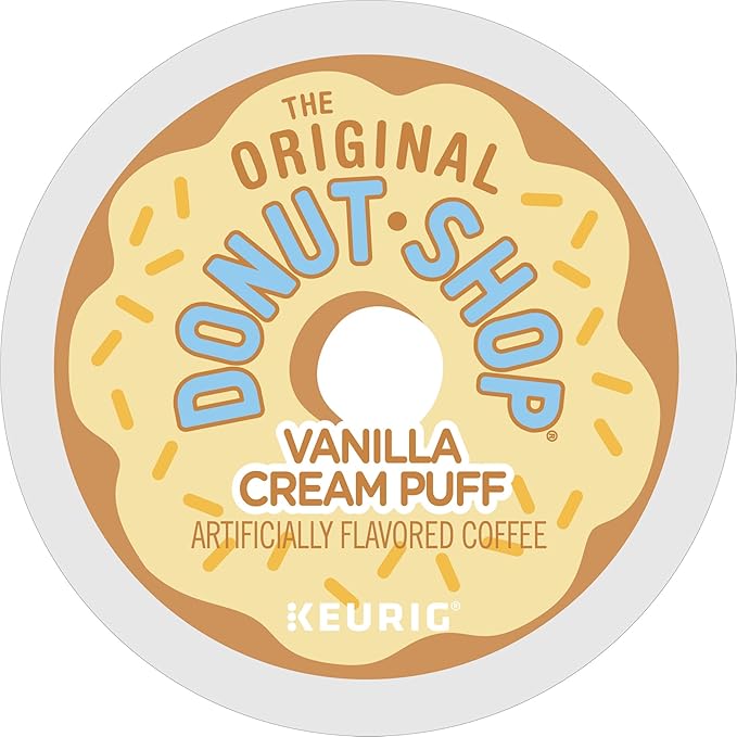 The Original Donut Shop Vanilla Cream Puff Coffee, Keurig Single Serve K-Cup Pods, Medium Roast, 96 Count