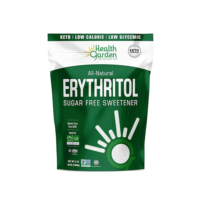 Health Garden Erythritol Sugar Free Sweetener - All Natural - Non GMO - Kosher- Keto Friendly (48 Ounce (Pack of 1))