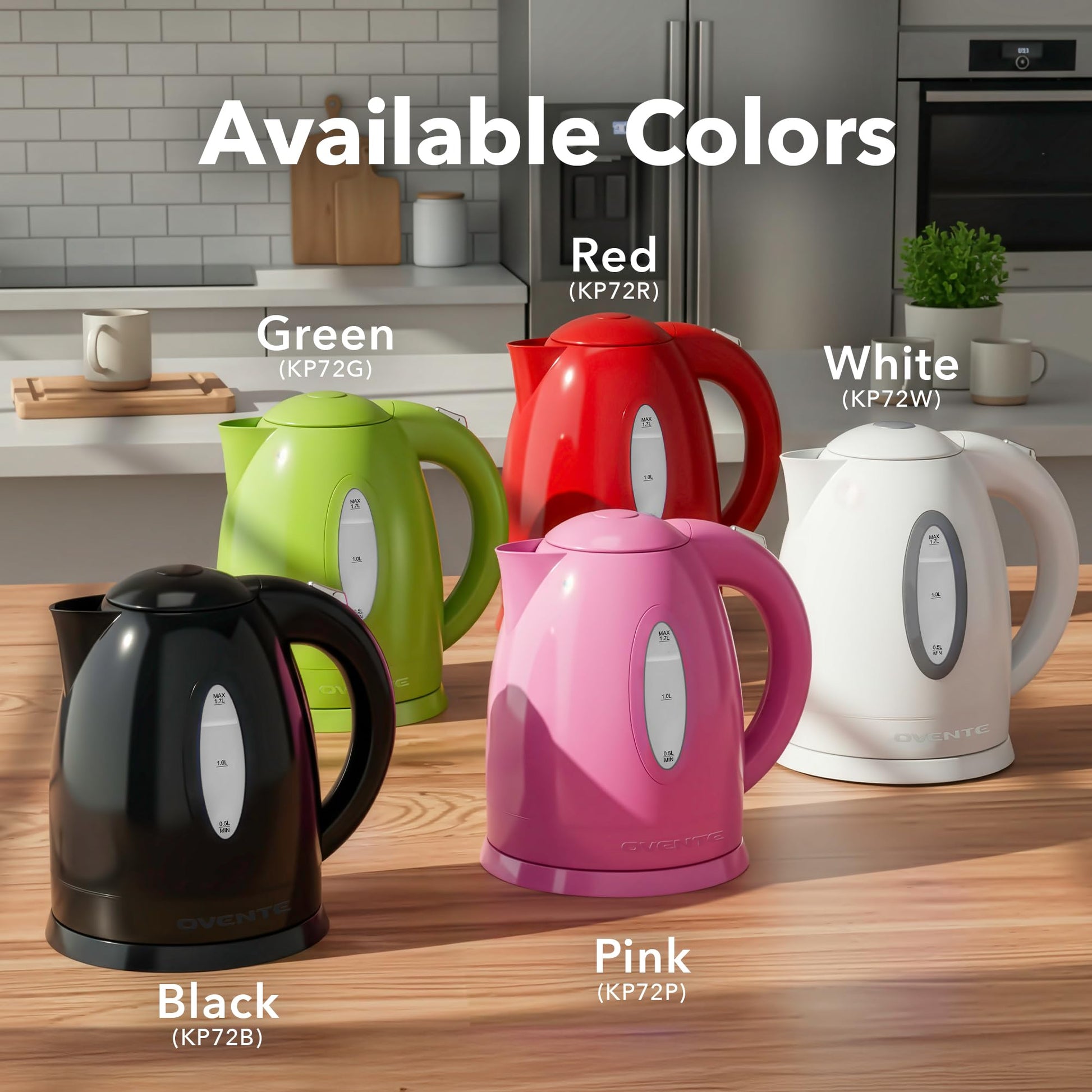 OVENTE 1.7L Electric Kettle with 1100W Fast Boiling Water, Black KP72B