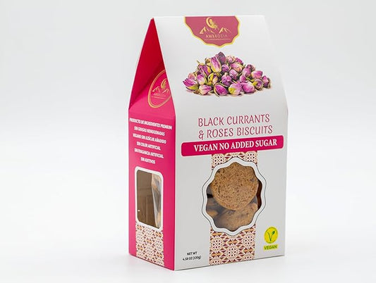 Ambrozia Vegan Snack Biscuits ??Blackcurrant & Rose - Soft Baked, No Added Sugar, Clean Label, High Fiber & Wholesome Ingredients, Kid-Friendly, Healthy Snacks for Active Lifestyles, 4.58 Oz