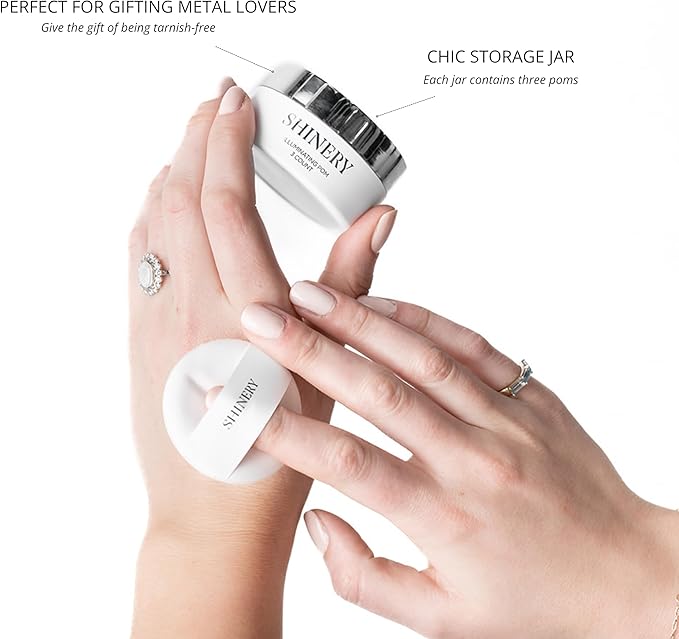 Illuminating Pom Tarnish Eraser - Formula-Free Sterling Silver Polisher, Non-Toxic Jewelry Cleaner Cloth Alternative, Chic Storage Jar, Safe All Metals