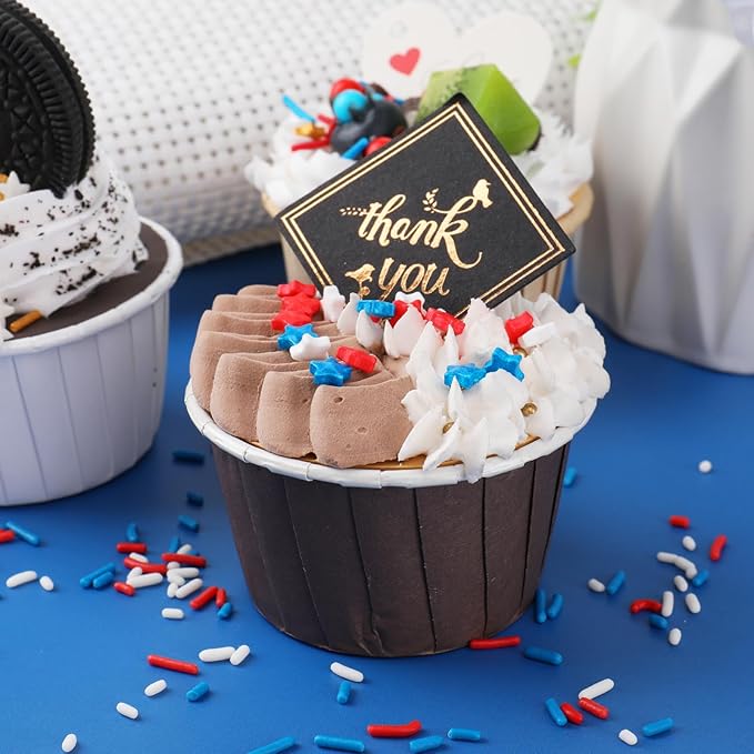 4th of July Sprinkles for Cake Decorating, Patriotic Gold Red White and Blue Sprinkles for Ice Cream Cupcakes Brownie Cookie Baking Topping