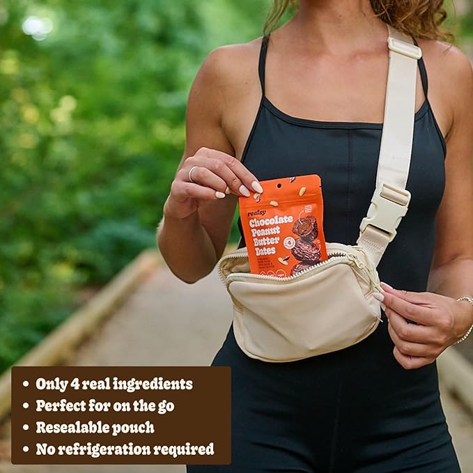 Realsy Pitted & Stuffed Medjool Dates, Organic Dates with No Sugar Added, Gluten-Free, Vegan, Good Source of Fiber, Low Glycemic Index, All Natural Healthy Snack (Peanut Butter Chocolate 5 pack)