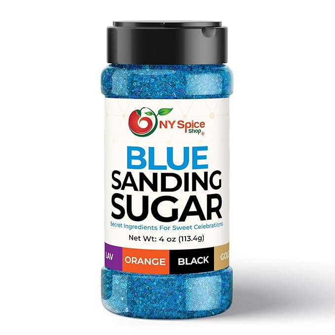 NY Spice Shop Blue Sanding Sugar - 4 Ounce Sweet Colorful Edible Sprinkles For Candy Dish - Sugar Sprinkles For Cake Decorating Basket & Dishes