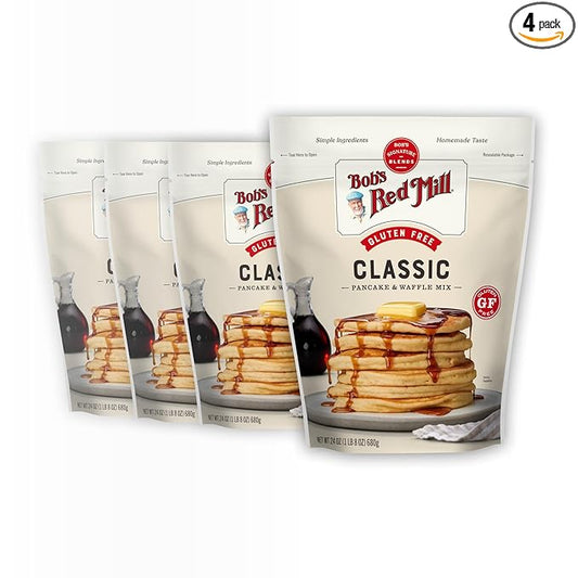 Bob's Red Mill Gluten Free Pancake Mix, 24oz (Pack of 4) - Kosher, Approximately 34 Pancakes per Bag, Packaging May Vary