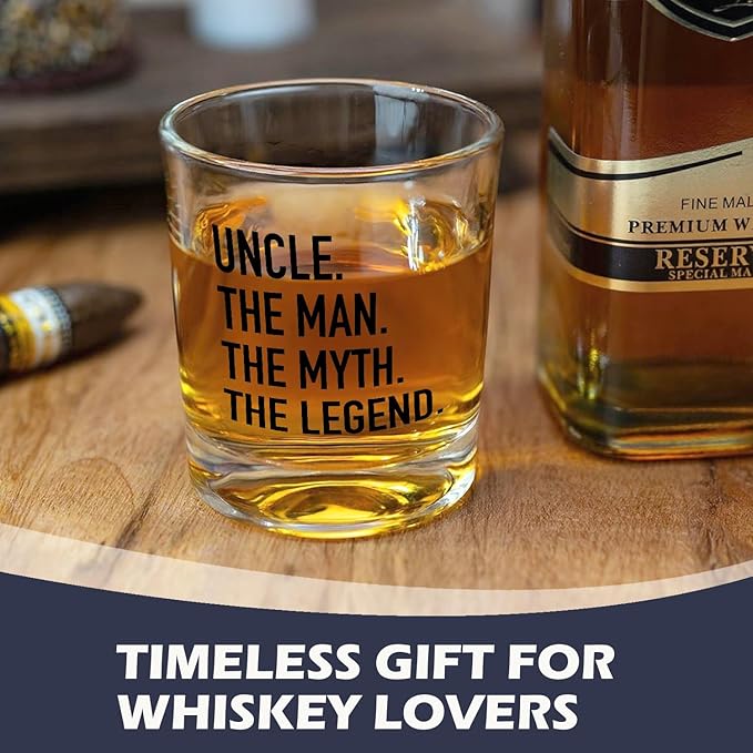 Uncle Whiskey Glasses 10 oz, Uncle Gifts for Birthday Father's Day from Niece Nephew, Funny Old Fashioned Rocks Glasses for Men Drinking Scotch Bourbon Cocktail Liquor Vodka