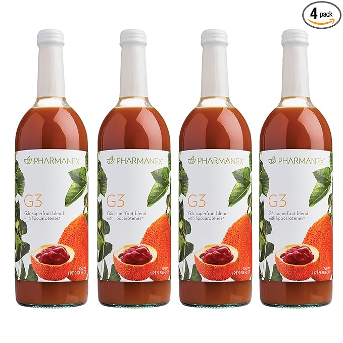 Nu Skin G3 Juice | 25 Fl Oz | 4 Pack | Antioxidant Superfruit Blend With Gâc, Cili, & Siberian Pineapple | Supports Energy, Eye & Skin Vitality | Nutrient-Rich Wellness Beverage