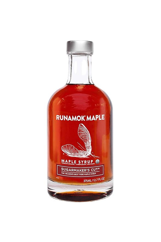Runamok Maple Syrup Organic Sugarmaker's Cut - Grade A Vermont Maple Syrup, Amber Color, Rich Taste | Pure Organic Maple Syrup & 100% Natural | Classic Breakfast & Pancake Syrup | 12.68 Fl Oz (375mL)