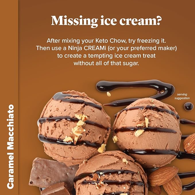 Keto Chow Caramel Macchiato | Keto Meal Replacement Shake Powder | Nutritionally Complete | Low Carb | Delicious Easy Meal Substitute | Protein Rich You Choose The Fat | 21 Meal Serving