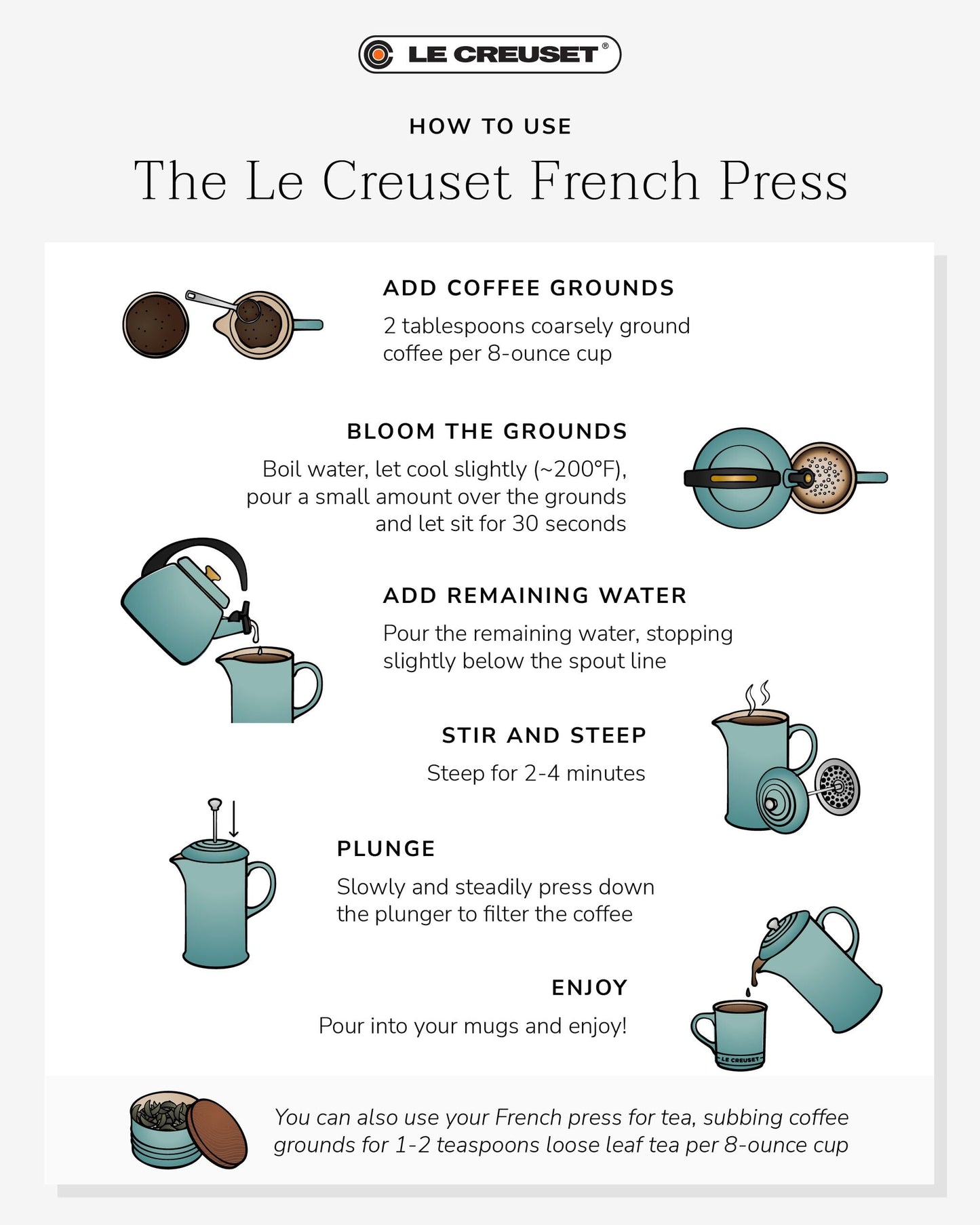 Le Creuset Stoneware French Press, 34 oz., Artichaut