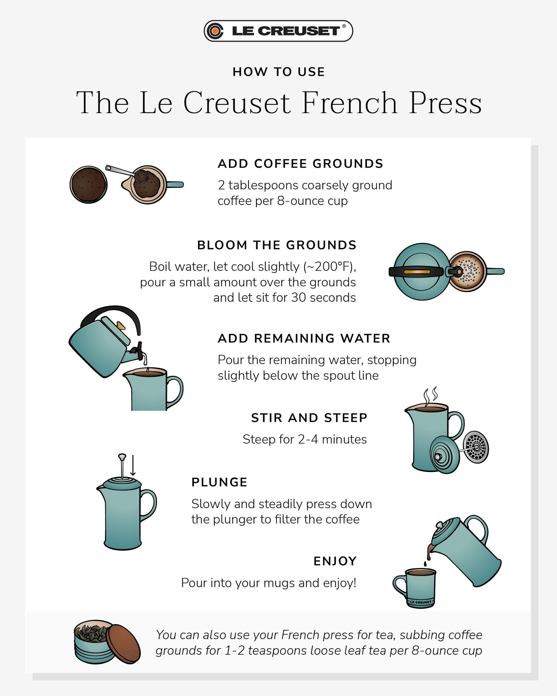 Le Creuset Stoneware French Press, 34 oz., Artichaut
